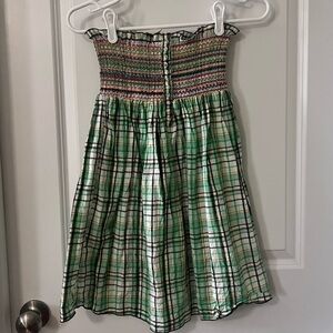 Green Plaid Smocked Dress